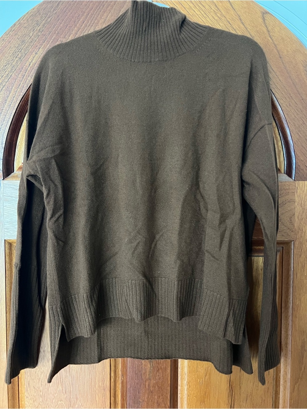 NAADAM Cashmere High-Low Turtleneck Size Large RT $195 NWT Walnut Brown
